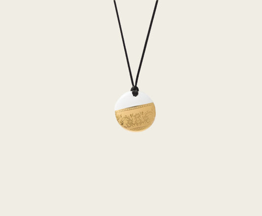 Ilse Collectie goud rond porseleinen ketting hanger