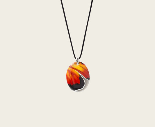 Vlinder Collectie rood en platina ovaal porseleinen ketting hanger
