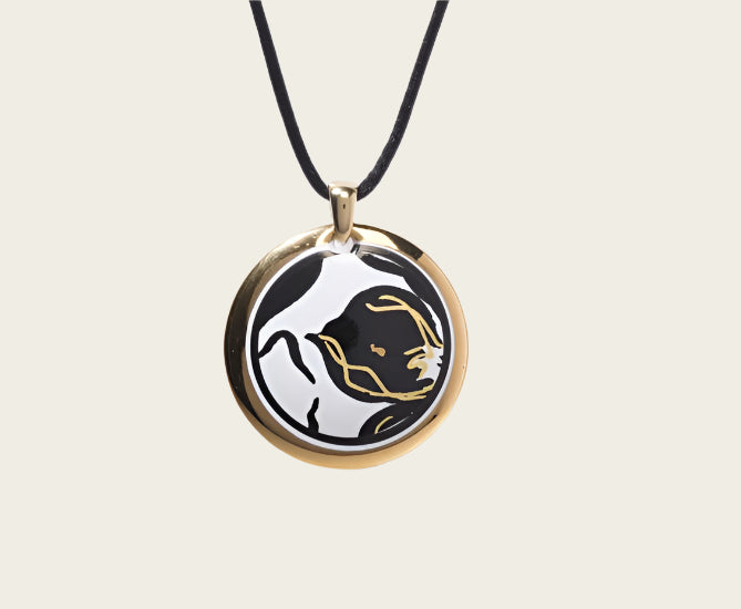Ontmoeting Collectie goud rond porseleinen ketting hanger