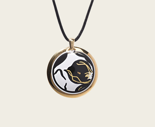 Ontmoeting Collectie goud rond porseleinen ketting hanger