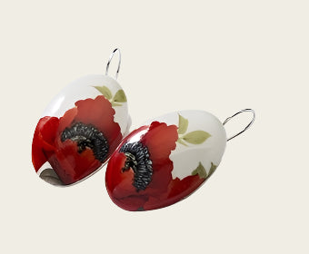 Papaver Collectie ovaal porseleinen oorhangers