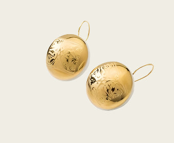 Pallas Collectie goud rond porseleinen oorhangers