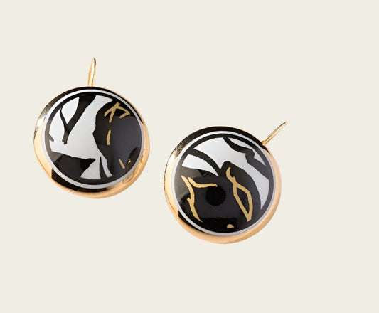 Ontmoeting Collectie goud rond porseleinen oorhangers