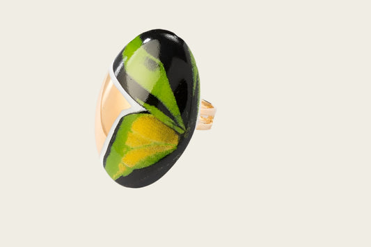Vlinder Collectie groen en goud ovaal porseleinen ring