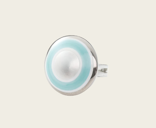 Maan Collectie turquoise en zilver rond porseleinen ring