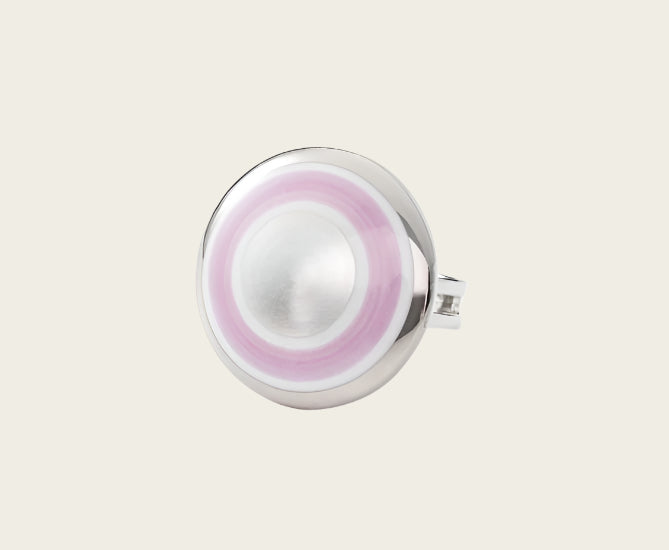 Moon Collection pink and silver round porcelain ring