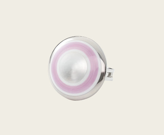Maan Collectie roze en zilver rond porseleinen ring