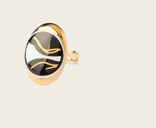Ontmoeting Collectie goud ovaal porseleinen ring