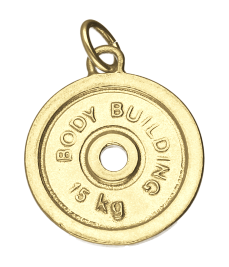 Gouden Halterschijf 15 kg ketting hanger