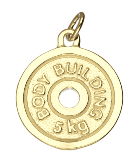 Gouden Halterschijf 5 kg ketting hanger