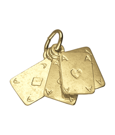 Gouden Pokerkaarten ketting hanger