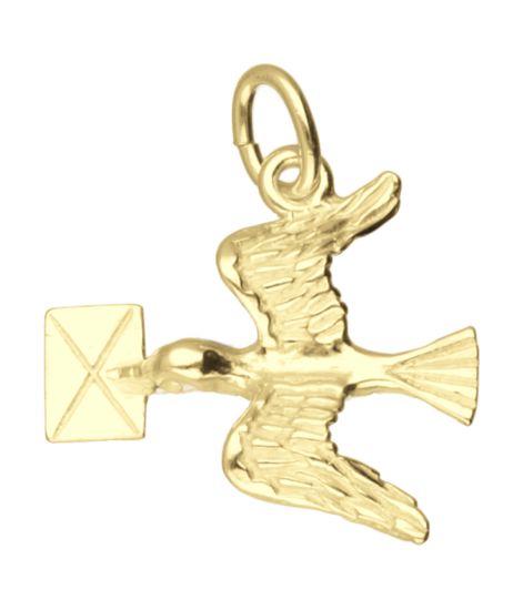 Gouden Postduif ketting hanger