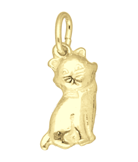 Gouden Poes 2 ketting hanger