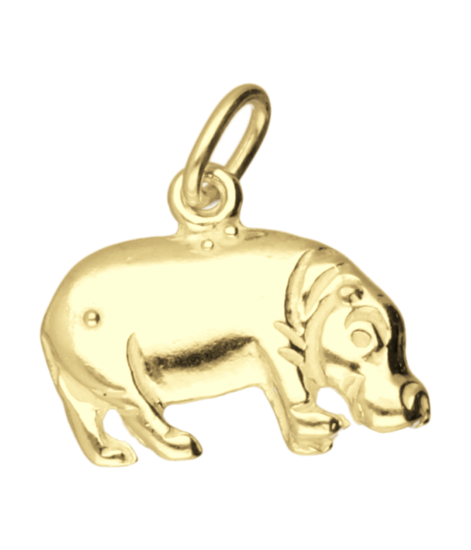 Golden Hippopotamus Necklace Pendant