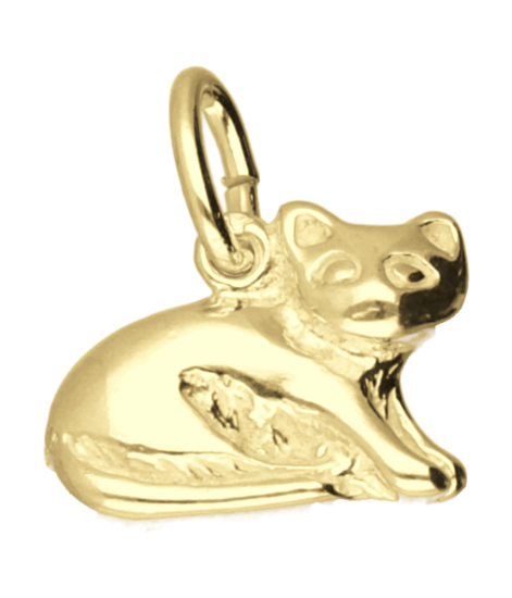 Gouden Poes liggend ketting hanger