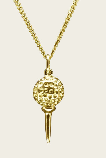 Gouden Golfbal op Tee ketting ketting hanger
