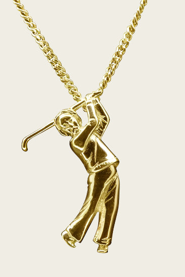 Gouden Golfspeler swing ketting hanger