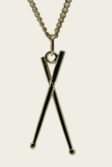 Gouden Drumstokken ketting hanger