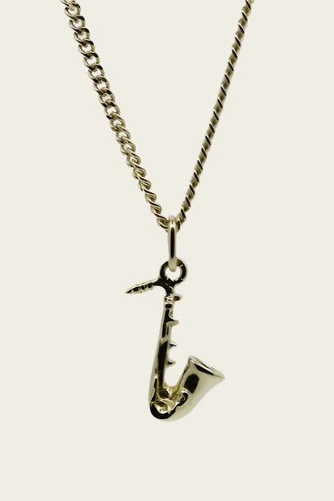 Gold Saxophone Necklace Pendant