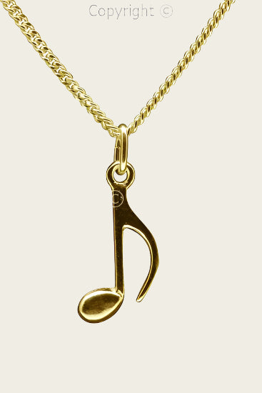 Gouden Muzieknoot losse vlag ketting hanger