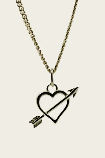 Gouden Hart met pijl ketting hanger
