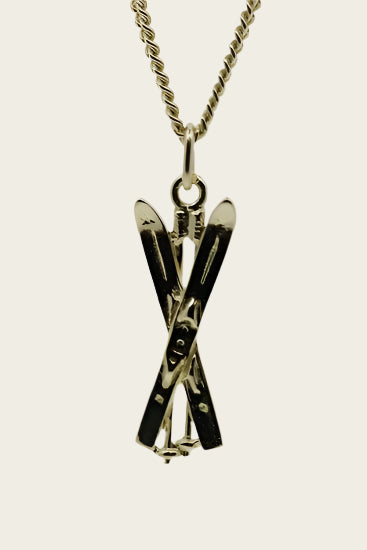 Gouden Ski dubbel ketting hanger