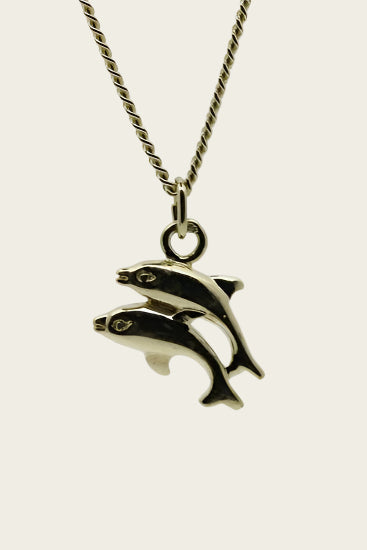 Gouden Dolfijn dubbel ketting hanger