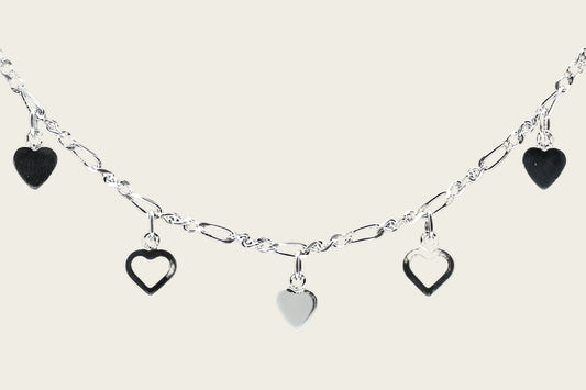 Zilveren 5 hartjes zilver Kinder armband - 14 cm