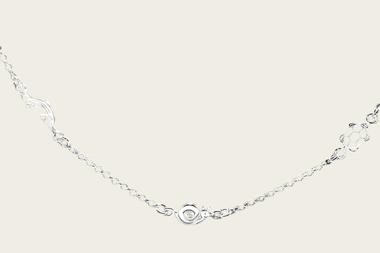 Zilveren dolfijn,slak,schildpad Tiener armband - 16 cm