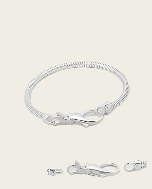 Zilveren bead - slangen armband 22,5 cm