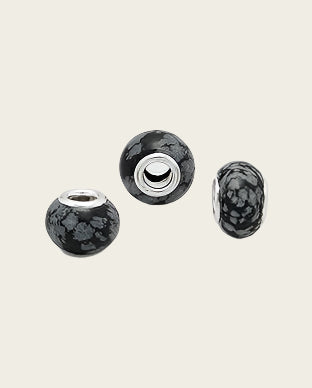 Zilveren edelsteen bead - snowflake obsidian
