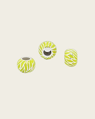 Zilveren emaille bead - deco geel