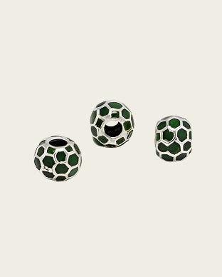 Zilveren emaille bead - deco groen