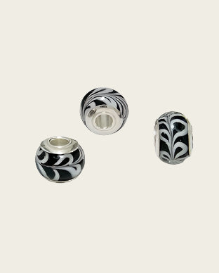 Zilveren glas bead - deco blad