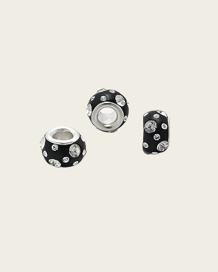 Zilveren glaskristal bead - deco zwart