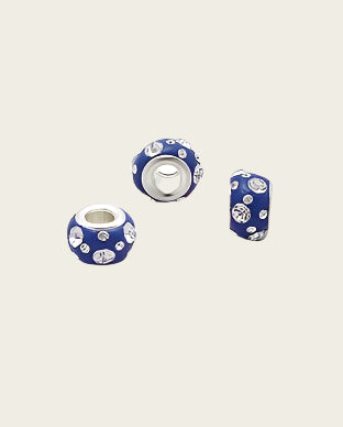 Zilveren glaskristal bead - deco blauw