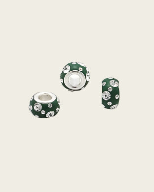 Zilveren glaskristal bead - deco groen