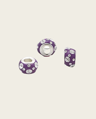 Zilveren glaskristal bead - deco lila