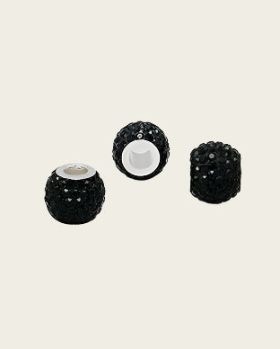 Zilveren glaskristal bead - deco kristal zwart