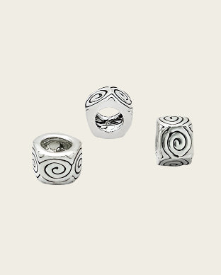 Zilveren bead - zeskant bewerkt