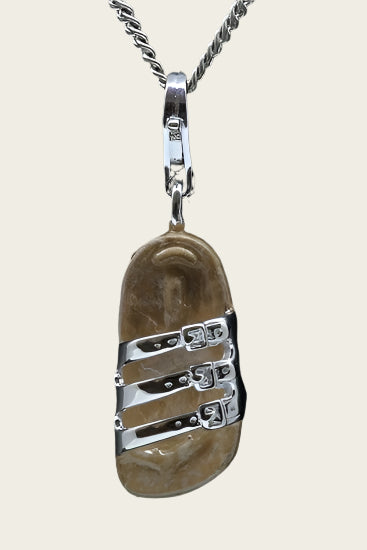Zilveren Sandaal bruine zool hanger en/of bedel