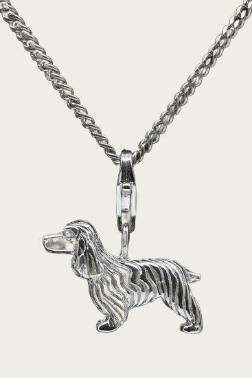 Zilveren Cocker spaniel hanger en/of bedel