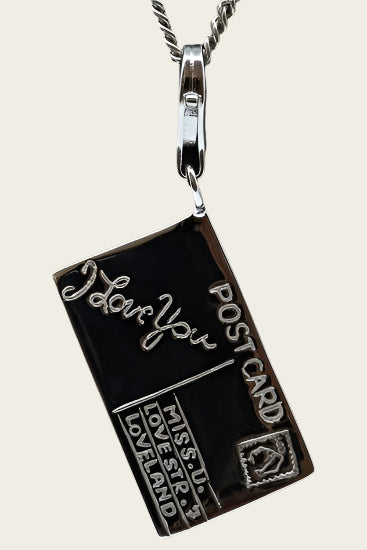 Zilveren Ansichtkaart I LOVE YOU hanger en/of bedel