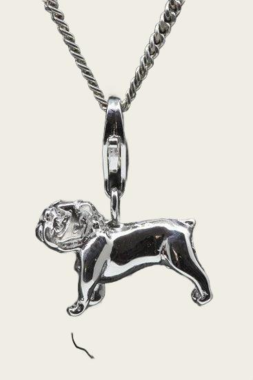 Zilveren Engelse bulldog groot hanger en/of bedel