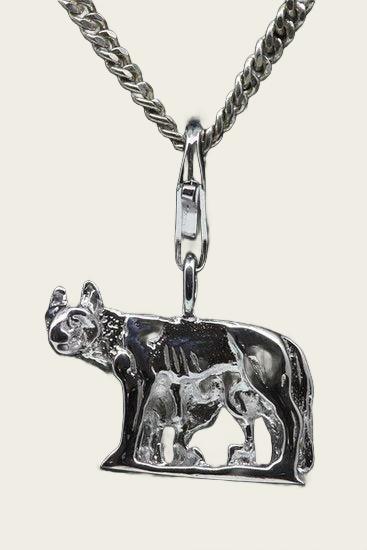 Zilveren Romulus met Remus en Wolvin hanger en/of bedel