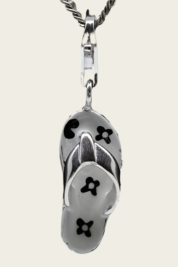Silver Flip Flops White Sole Pendant and/or Charm