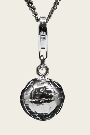 Zilveren Wereldbol klein hanger en/of bedel