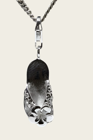 Zilveren Teenslipper met bloem hanger en/of bedel