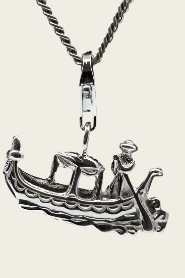Zilveren Venetiaanse gondel hanger en/of bedel