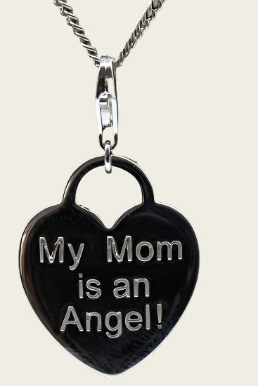 Zilveren Hart My Mom is an angel hanger en/of bedel